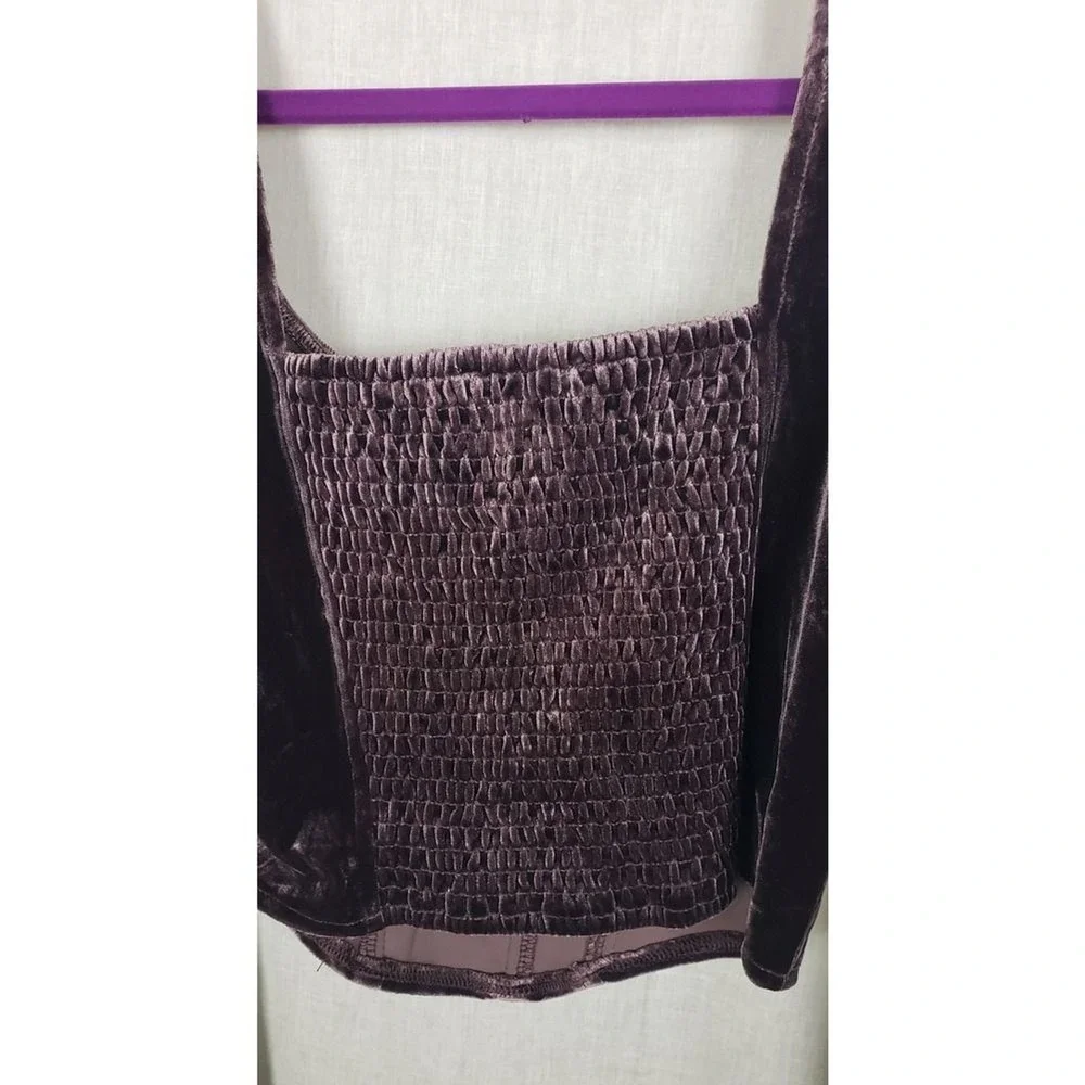 ASTR The Label Velvet Smocked Corset Top L Purple Vamp Dark Romantic Coquette